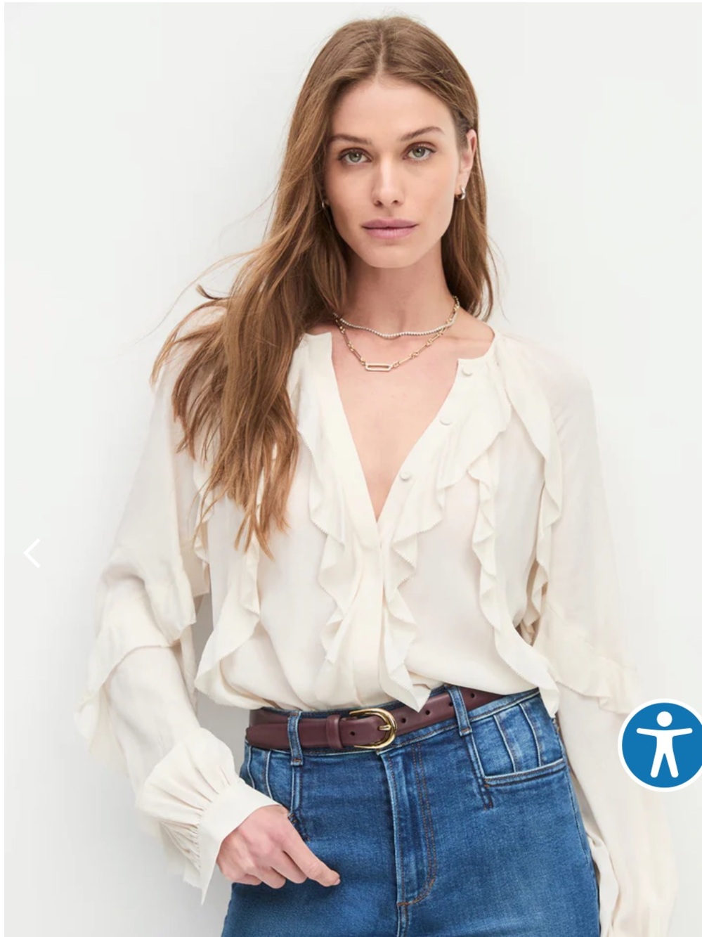 Favorite Daughter Because of You Cream Ruffle Blouse